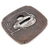 Sword Guard Tsuba Brass Heron On A Pond
