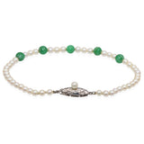Vintage Jade and Pearl Beaded Strand Bracelet