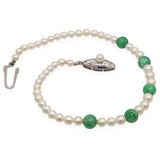 Vintage Jade and Pearl Beaded Strand Bracelet