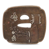 Sword Guard Tsuba Brass Floral Arrangement Potted Plants