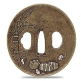 Sword Guard Tsuba Brass Cloth Bound Bundle Mice