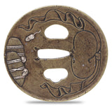 Sword Guard Tsuba Brass Cloth Bound Bundle Mice