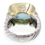 David Yurman Sterling Silver & 14K Yellow Gold Blue Topaz Albion Ring