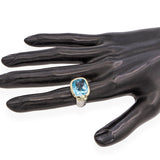 David Yurman Sterling Silver & 14k Yellow Gold Blue Topaz Albion Ring