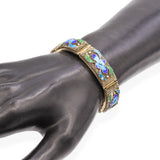 Antique Chinese Export Sterling Silver and Floral Enamel Bracelet