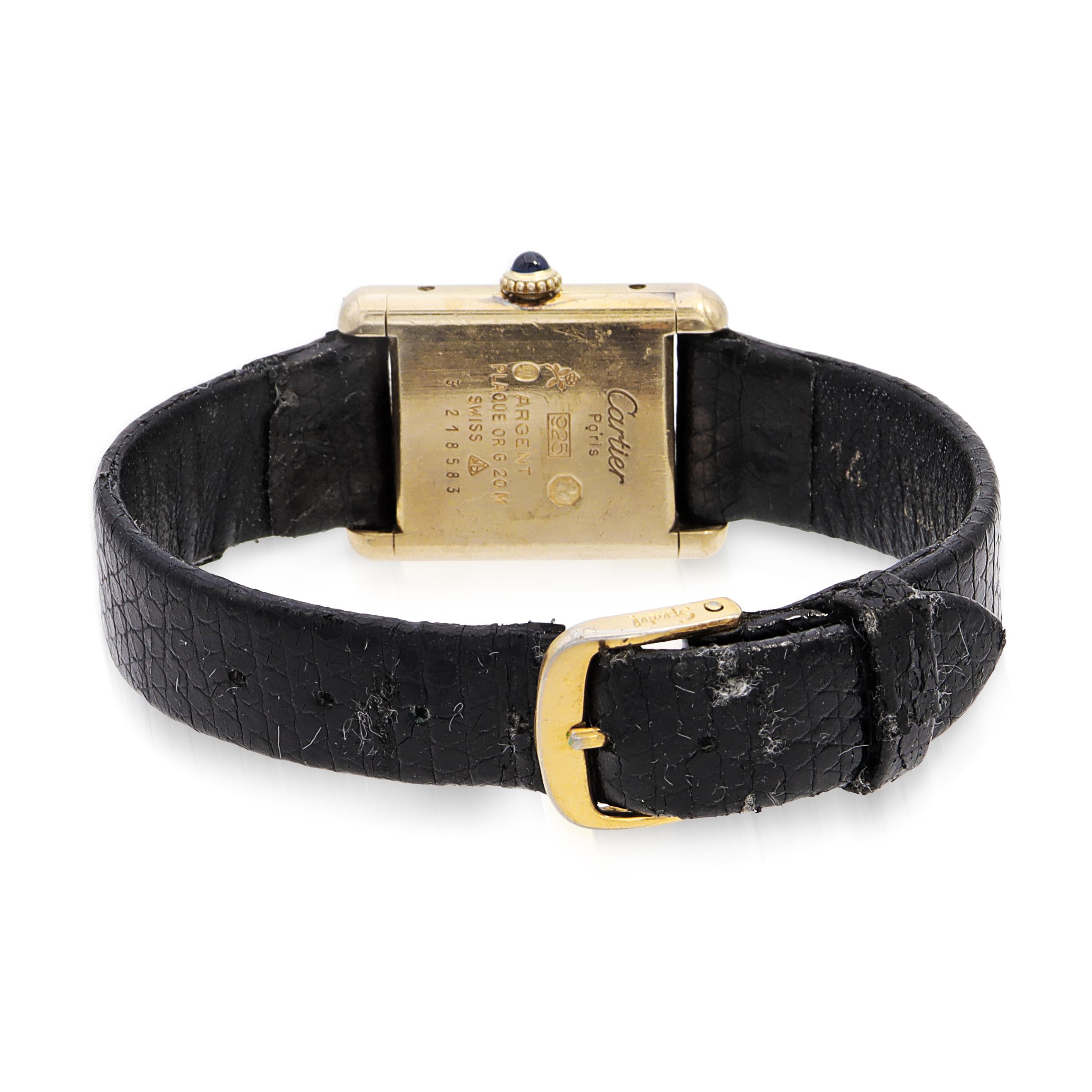 Vintage Must de Cartier Tank Vermeil Trinity Stripe Dial Hand-Wind Women's Watch