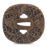 Sword Guard Tsuba Brass Wave pattern, Inscription, Ippōsaku, Minoe