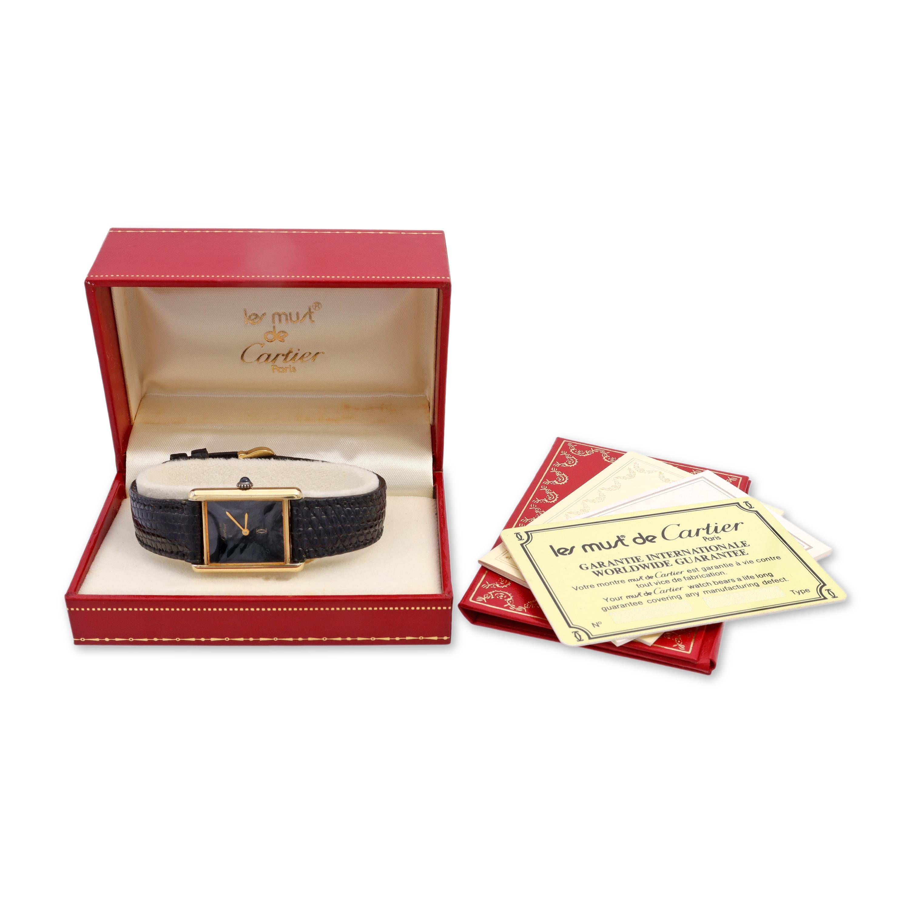 Vintage Must de Cartier Tank Vermeil Hand-Wind Watch