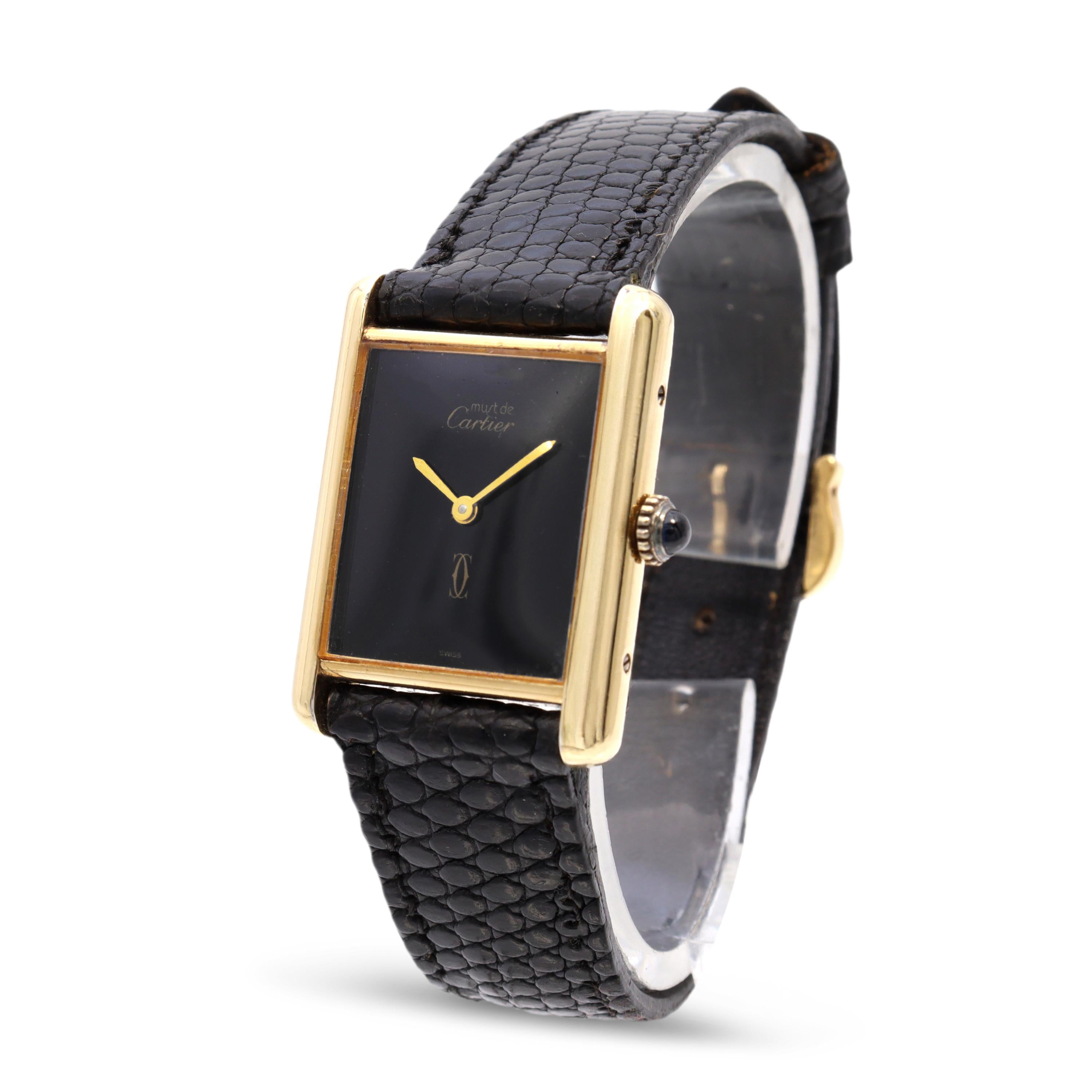 Vintage Must de Cartier Tank Vermeil Hand-Wind Watch