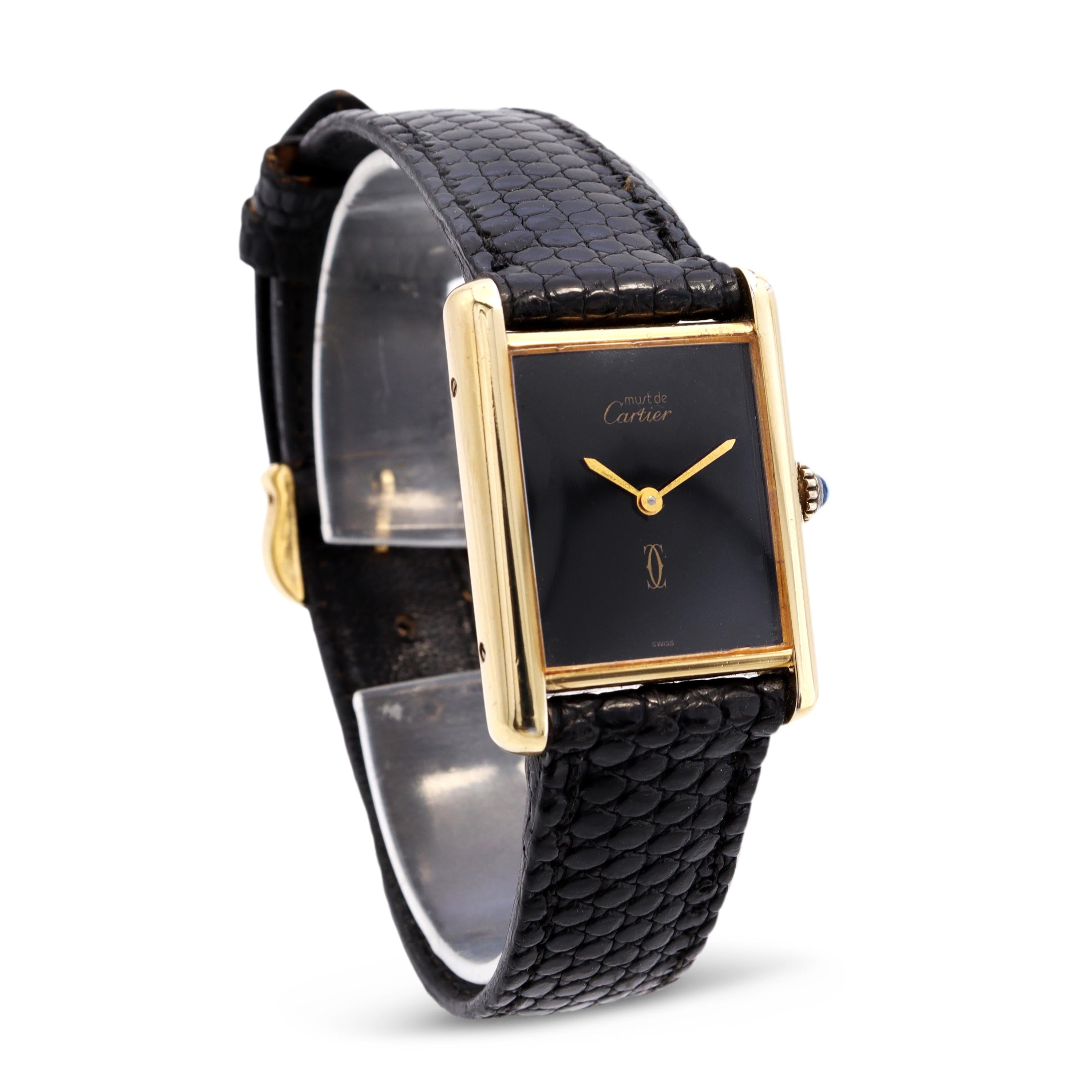 Vintage Must de Cartier Tank Vermeil Hand-Wind Watch