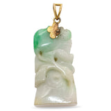 Vintage 14K Yellow Gold and Green Jade Carved Pendant