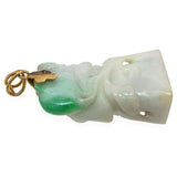 Vintage 14K Yellow Gold and Green Jade Carved Pendant