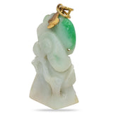 Vintage 14K Yellow Gold and Green Jade Carved Pendant