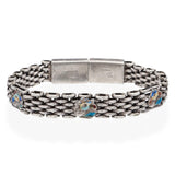 Vintage Sterling Silver Floral Motif and Enamel Multi Link Bracelet