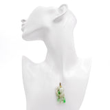 Vintage 14K Yellow Gold Carved Jade Figure Holding Staff Pendant