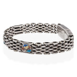 Vintage Sterling Silver Floral Motif and Enamel Multi Link Bracelet