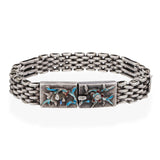 Vintage Sterling Silver Floral Motif and Enamel Multi Link Bracelet