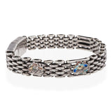 Vintage Sterling Silver Floral Motif and Enamel Multi Link Bracelet