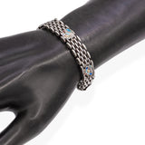 Vintage Sterling Silver Floral Motif and Enamel Multi Link Bracelet