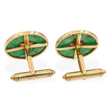 Vintage 12k Yellow Gold Jade Donut Longevity and Good Fortune Cufflinks