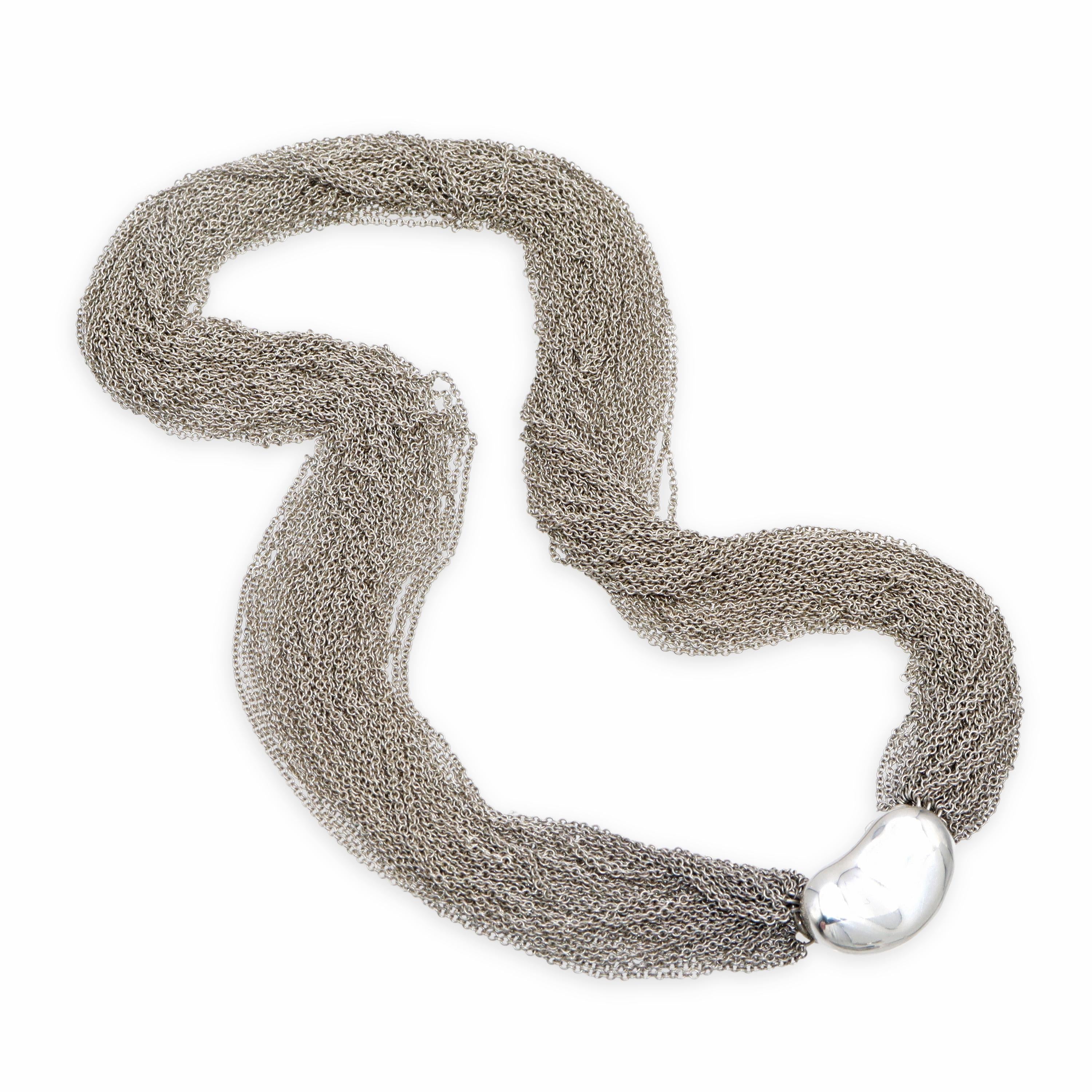 Vintage Tiffany & Co. Elsa Peretti Sterling Silver Bean Mesh Necklace
