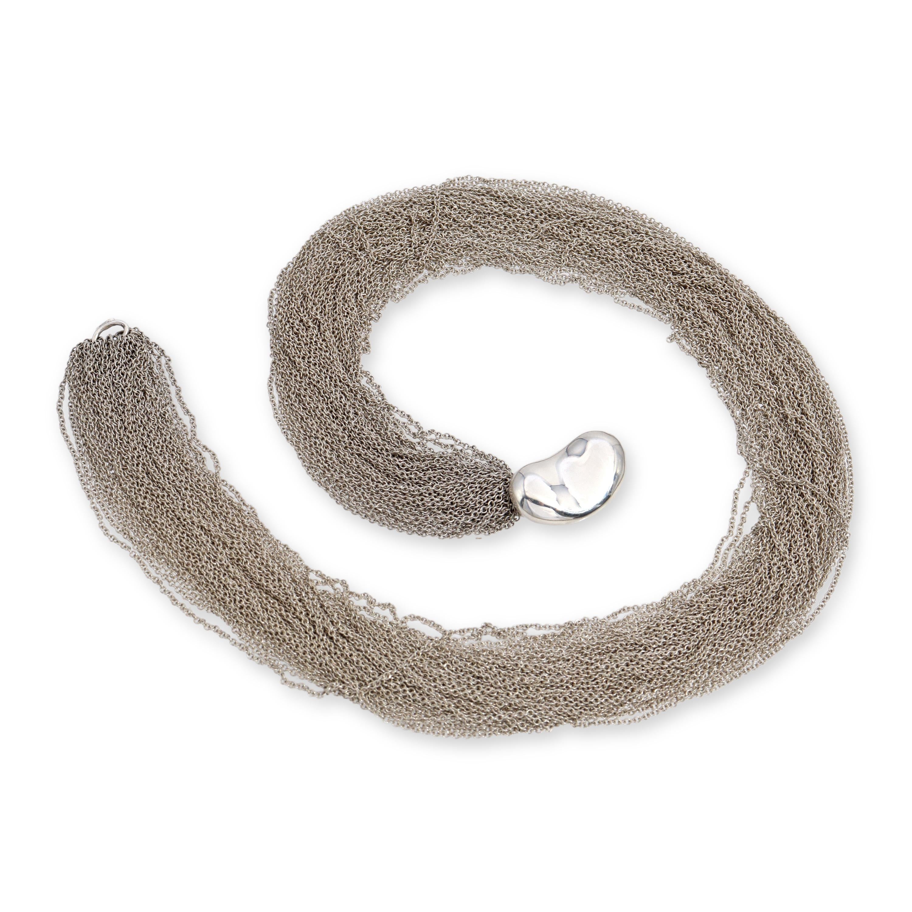 Vintage Tiffany & Co. Elsa Peretti Sterling Silver Bean Mesh Necklace