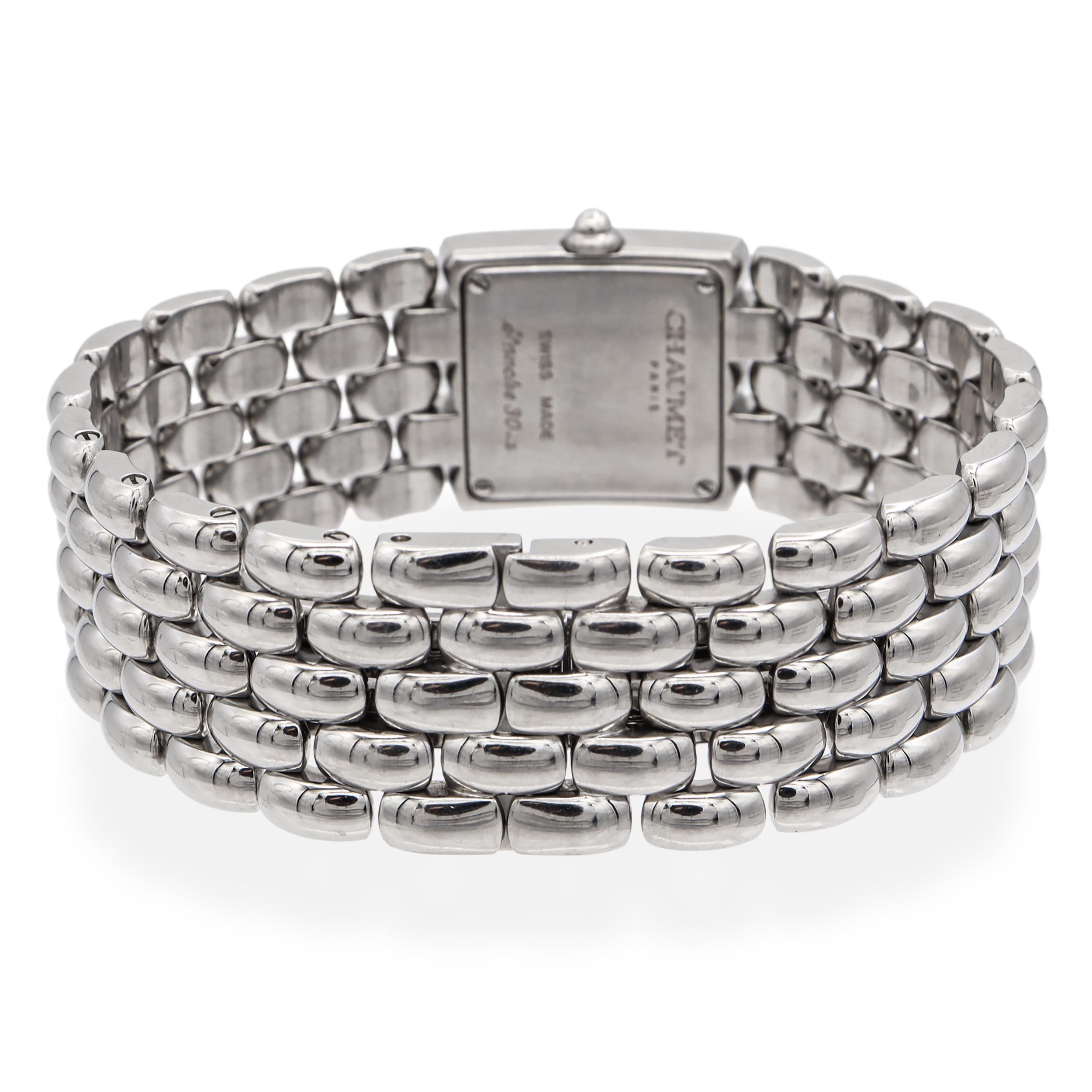 Chaumet Paris Etanche Stainless Steel  Diamond Tank Watch