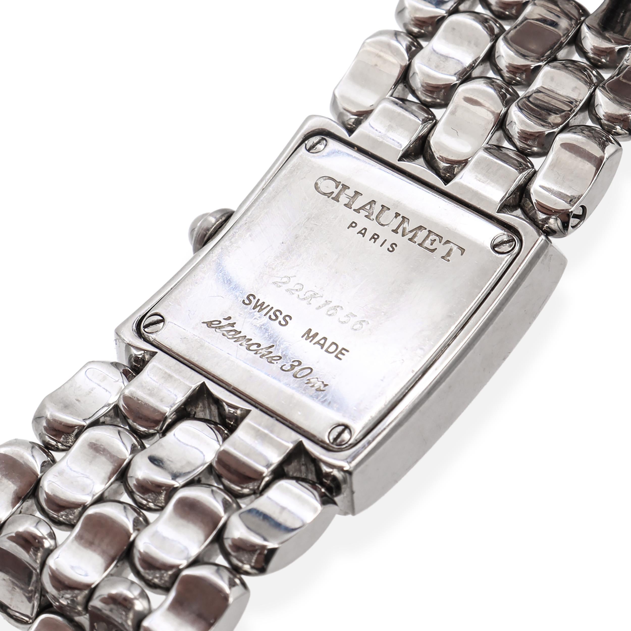 Chaumet Paris Etanche Stainless Steel  Diamond Tank Watch