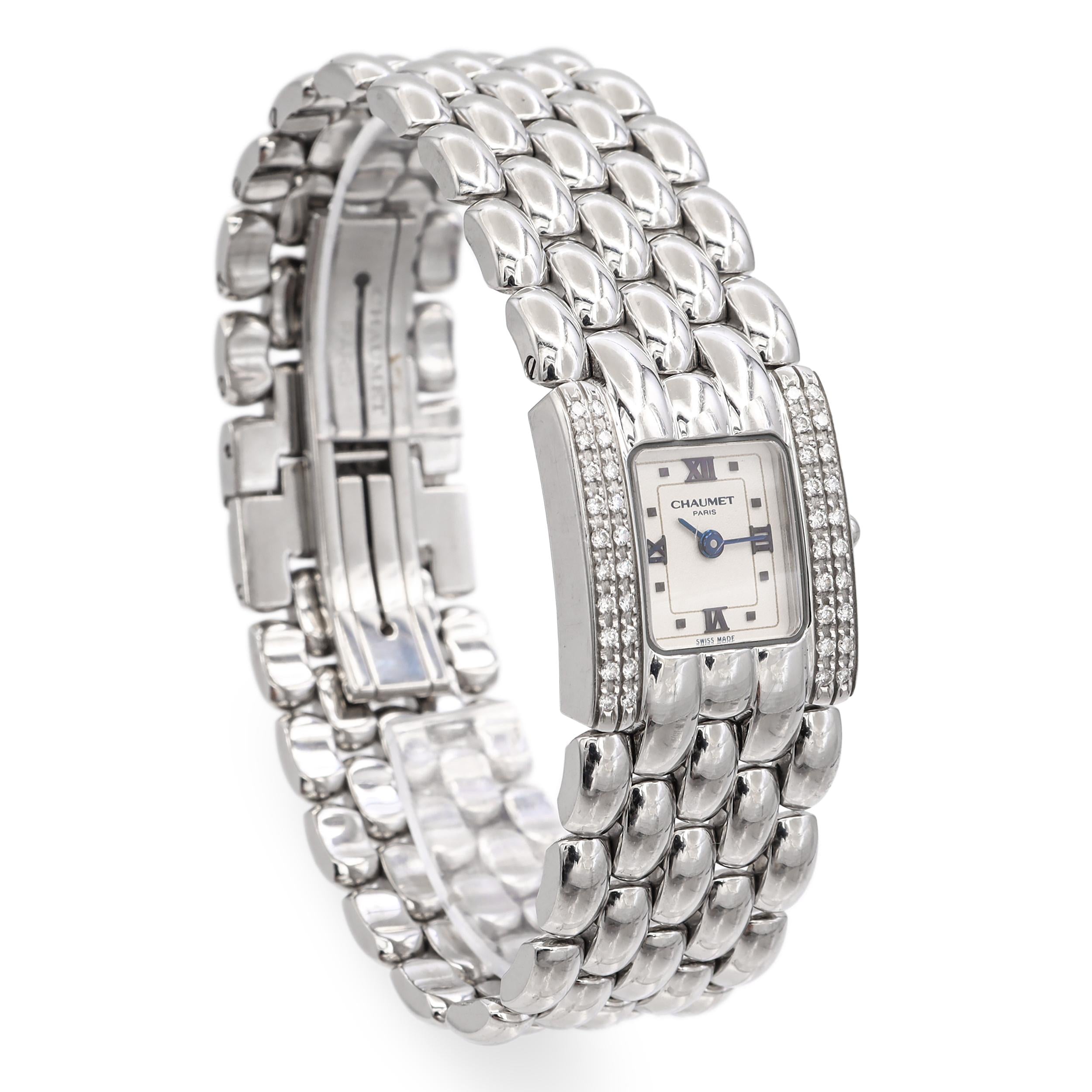 Chaumet Paris Etanche Stainless Steel  Diamond Tank Watch