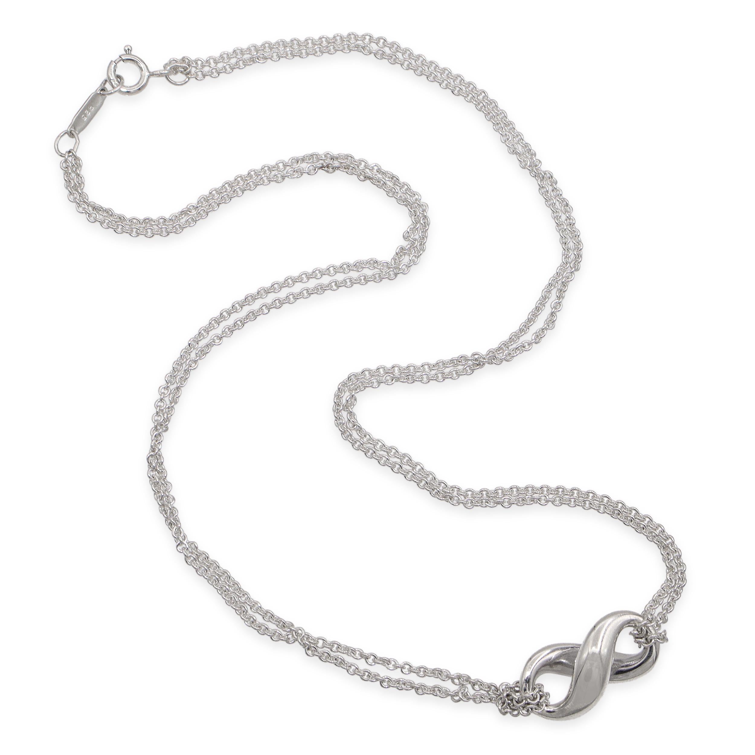 Tiffany & Co. Sterling Silver Infinity Double Chain Pendant Necklace