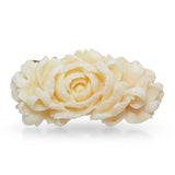 Vintage 10k Yellow Gold and Peachy White Carved Coral Floral Brooch