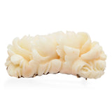 Vintage 10k Yellow Gold and Peachy White Carved Coral Floral Brooch