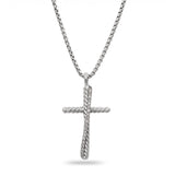 David Yurman Sterling Silver Diamond Cross Pendant Necklace