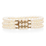 Vintage Yellow Gold Multi Strand Akoya Pearl Bracelet