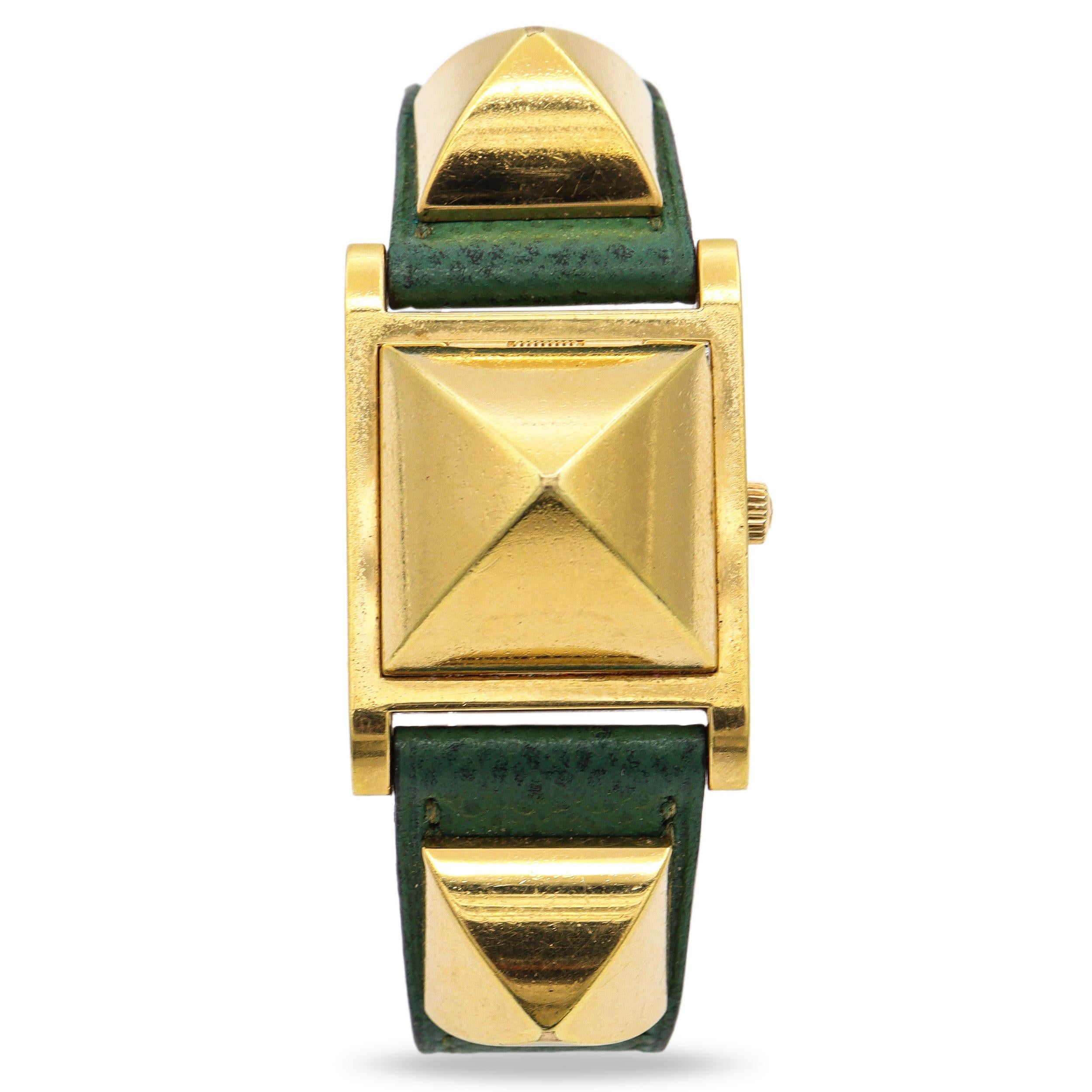 Hermès Medor Pyramid Cover Gold Plated Quartz Women's Watch