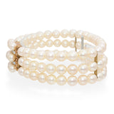 Vintage Yellow Gold Multi Strand Akoya Pearl Bracelet