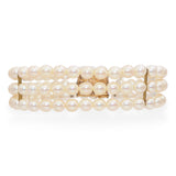 Vintage Yellow Gold Multi Strand Akoya Pearl Bracelet