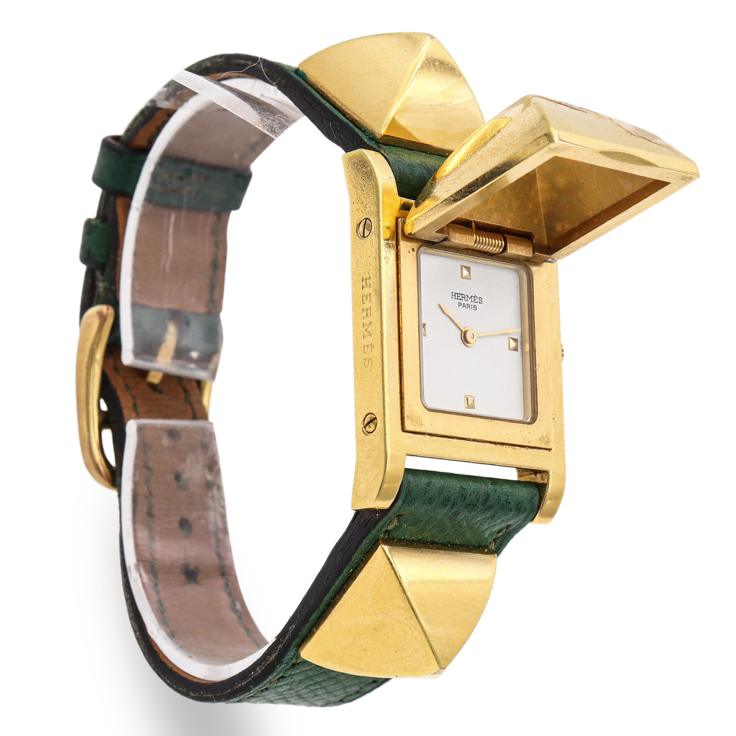 Hermès Medor Pyramid Cover Gold Plated Quartz Women's Watch