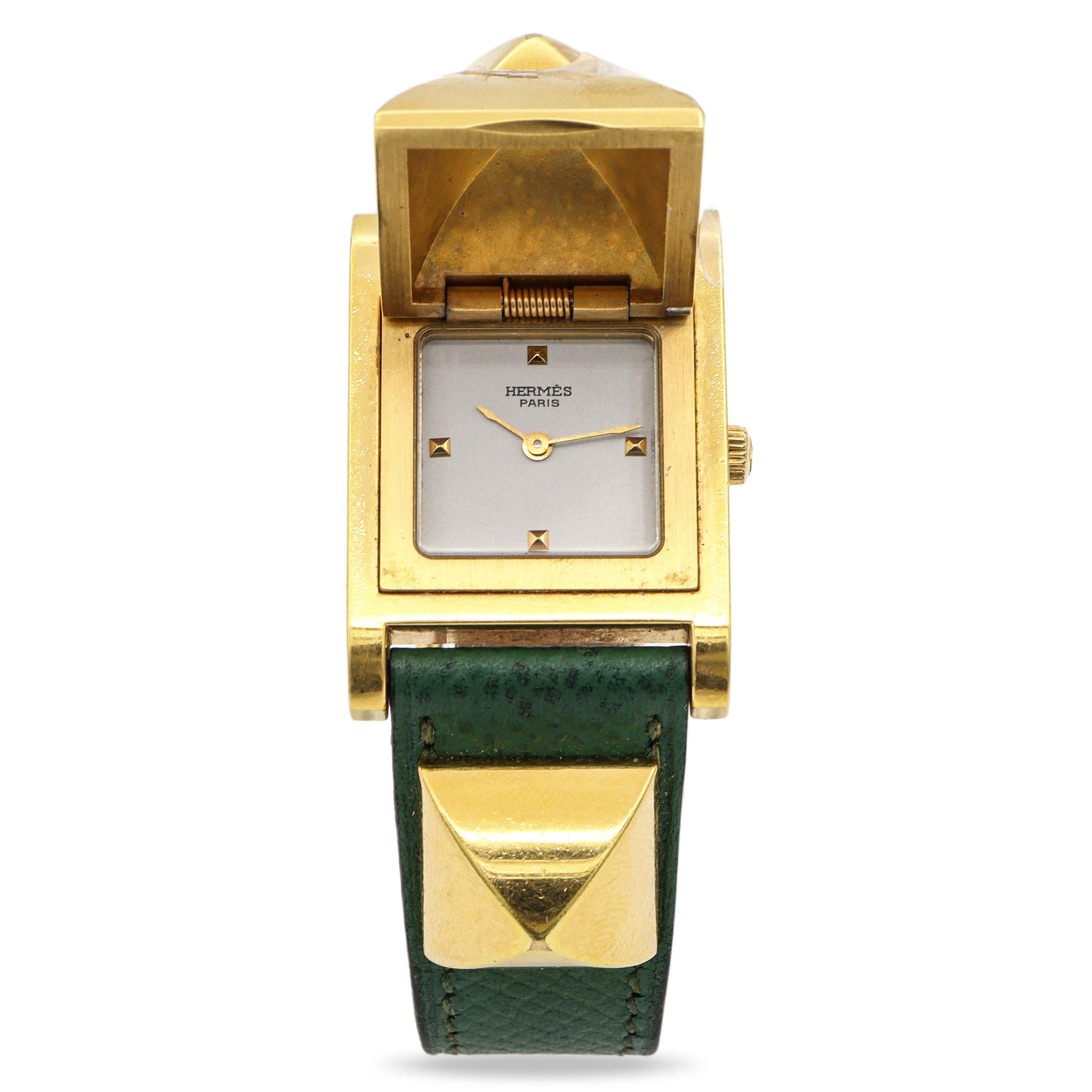 Hermès Medor Pyramid Cover Gold Plated Quartz Women's Watch