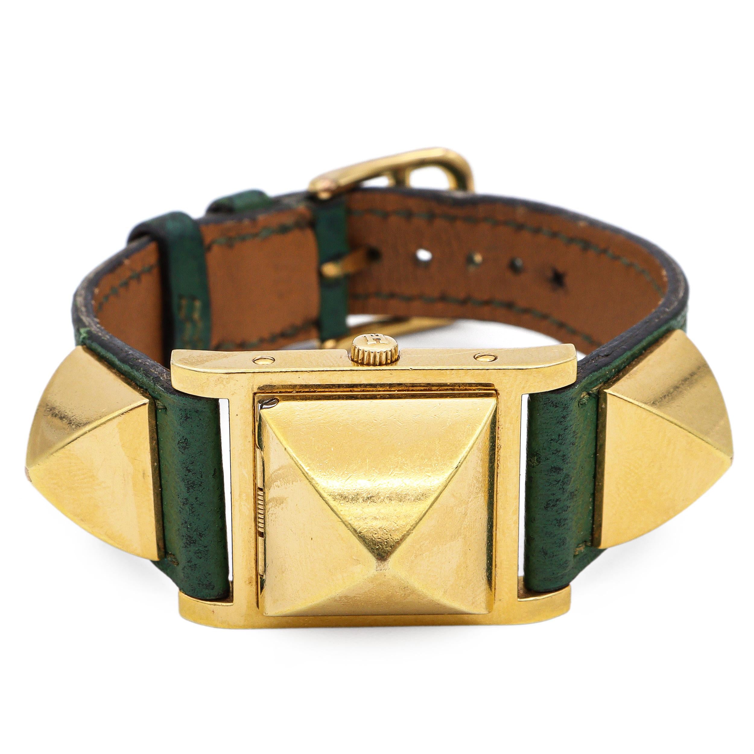 Hermès Medor Pyramid Cover Gold Plated Quartz Women's Watch