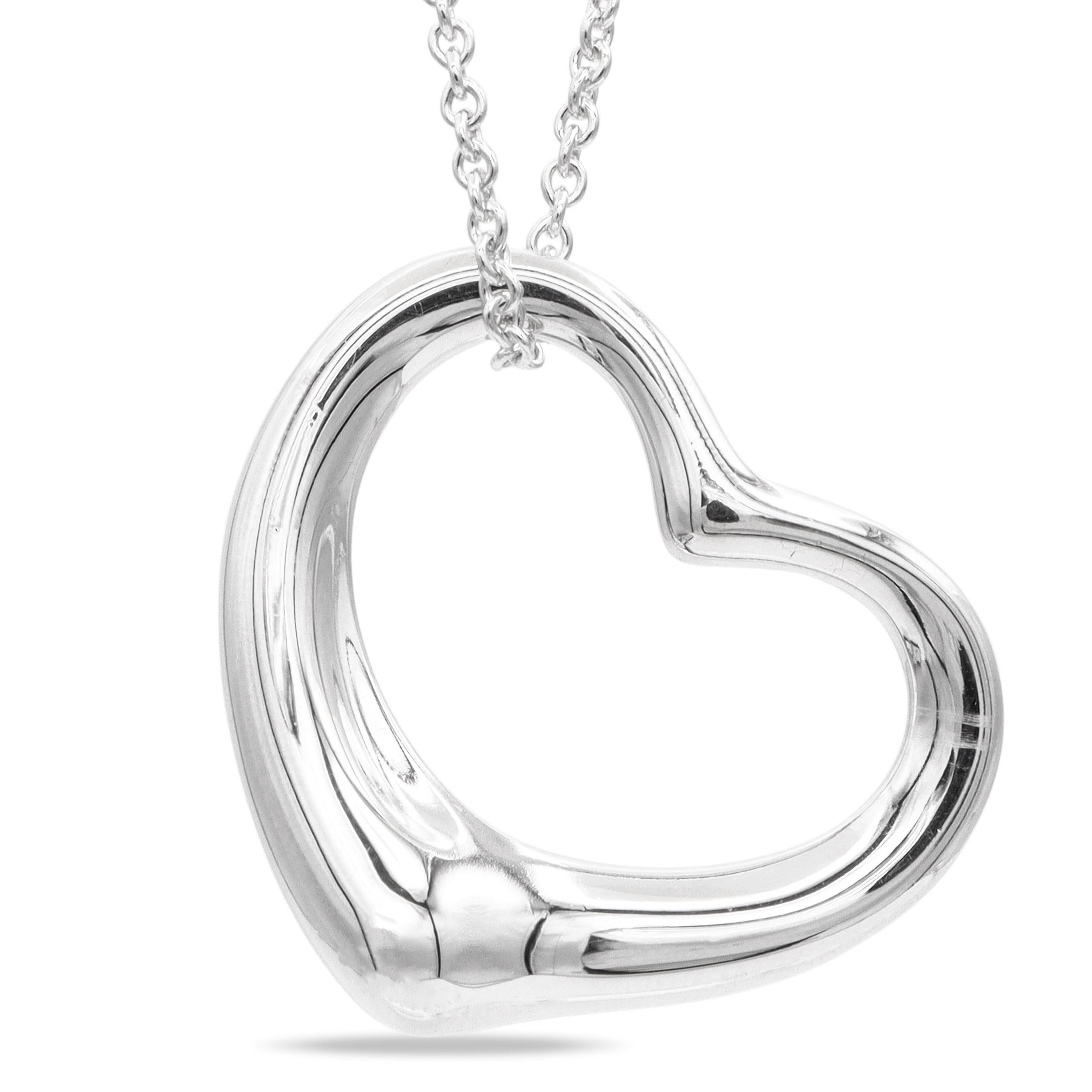 Tiffany & Co. Elsa Peretti Sterling Silver Open Heart Pendant Necklace