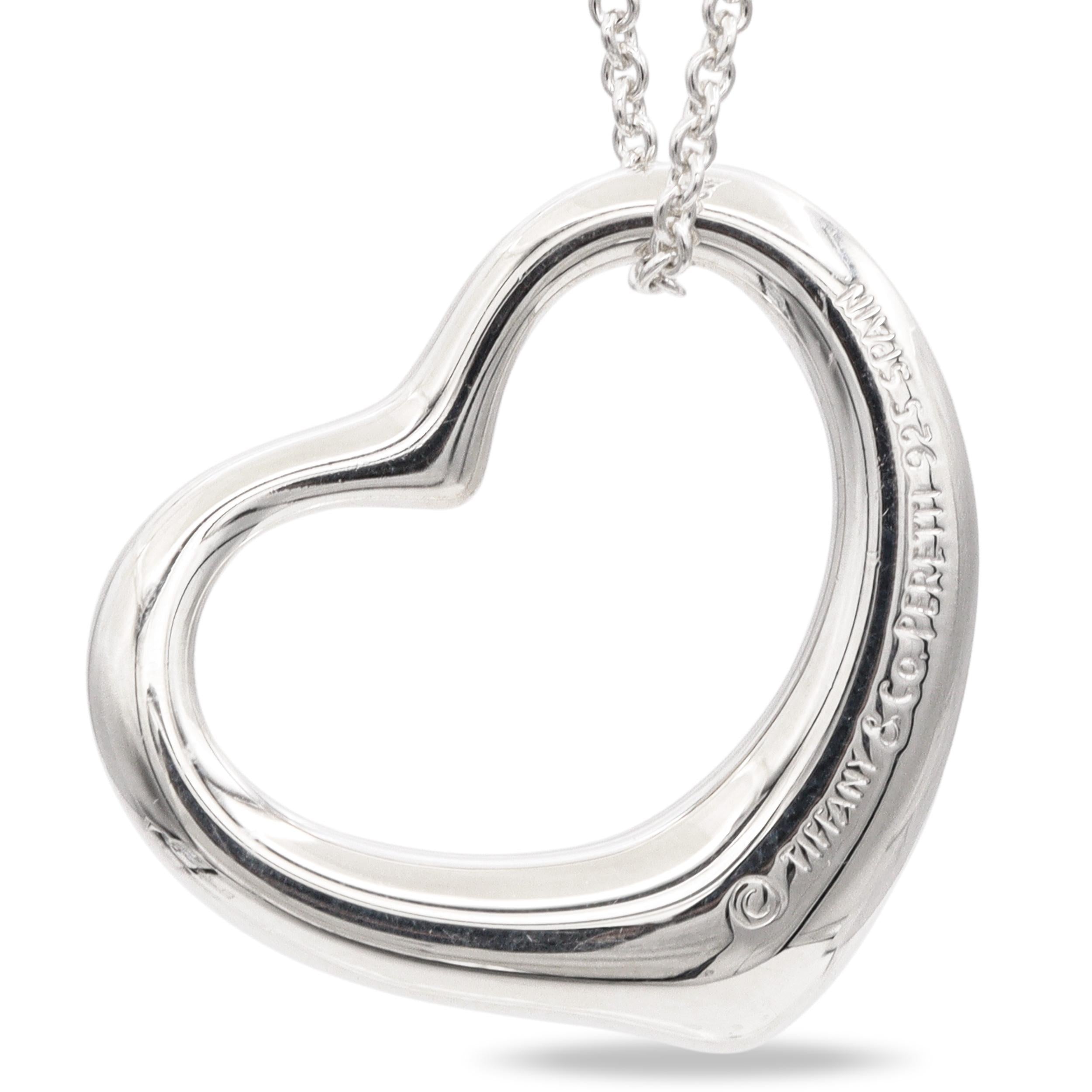 Tiffany & Co. Elsa Peretti Sterling Silver Open Heart Pendant Necklace