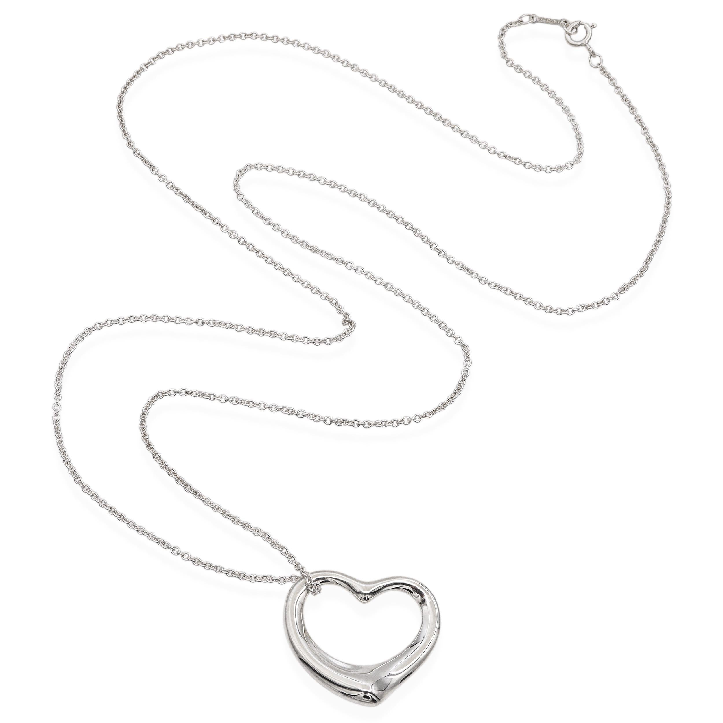 Tiffany & Co. Elsa Peretti Sterling Silver Open Heart Pendant Necklace