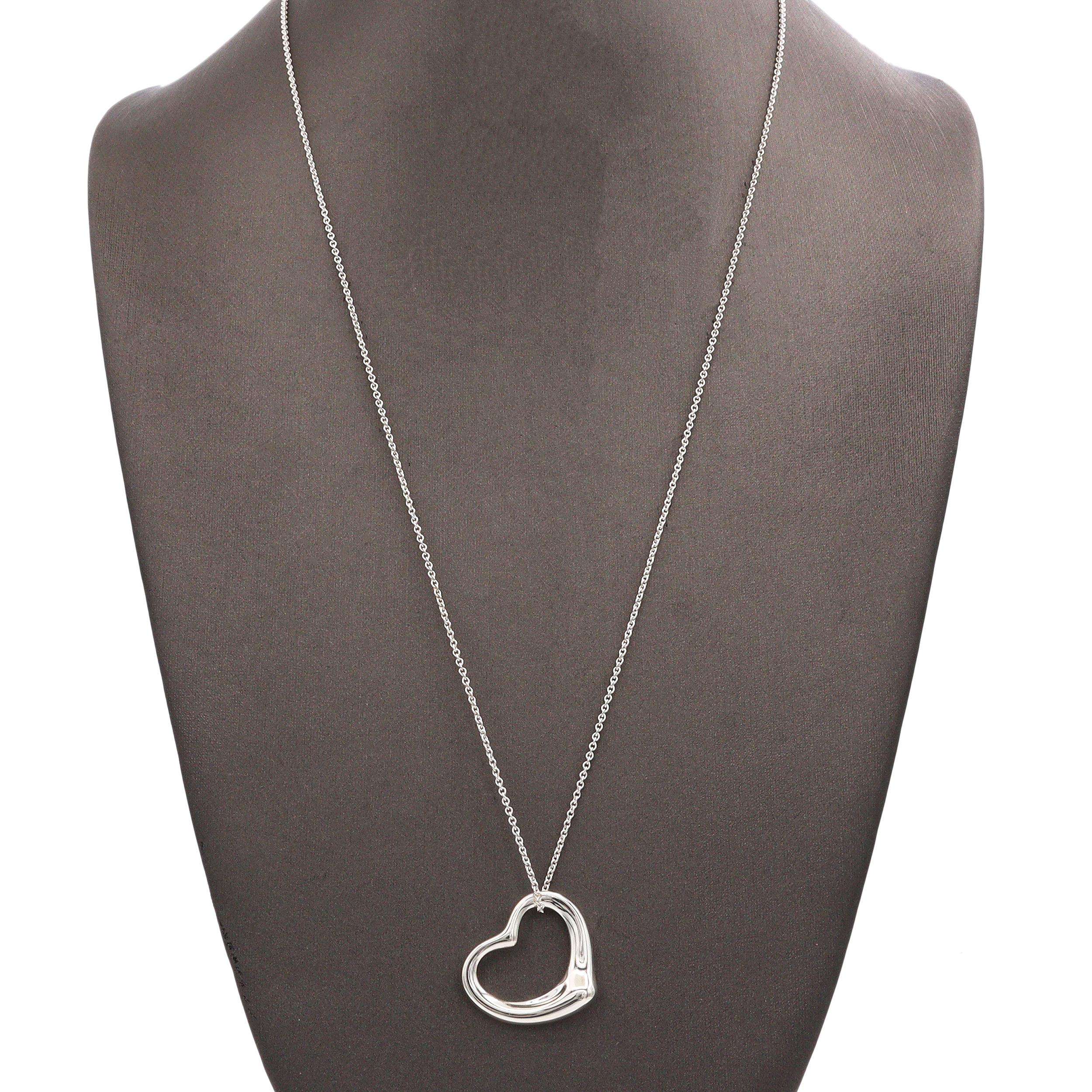 Tiffany & Co. Elsa Peretti Sterling Silver Open Heart Pendant Necklace