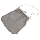Antique Victorian Sterling Silver Floral Kiss Lock Evening Bag