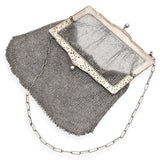 Antique Victorian Sterling Silver Floral Kiss Lock Evening Bag