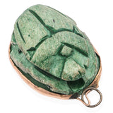 Vintage 12K Gold Mounted Green Faience Egyptian Scarab Pendant