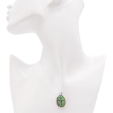 Vintage 12K Gold Mounted Green Faience Egyptian Scarab Pendant