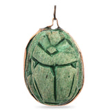 Vintage 12K Gold Mounted Green Faience Egyptian Scarab Pendant