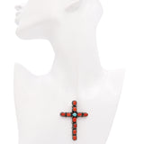 Vintage Native American Sterling Silver Coral and Turquoise Cross Pendant